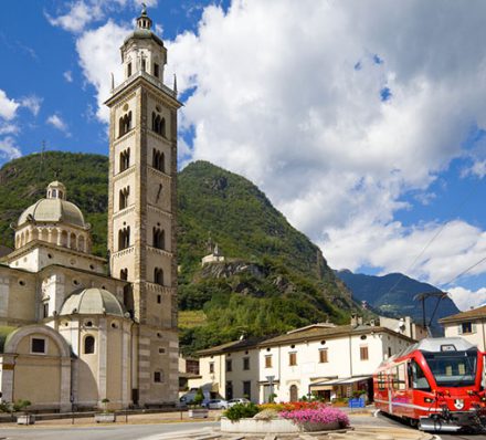 Tirano Valtellina Bernina Express Train at Border of Italy Switzerland