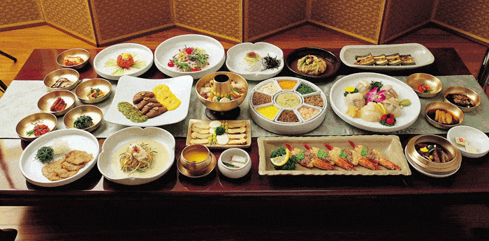 Image of Korean cuisine layed out on a table