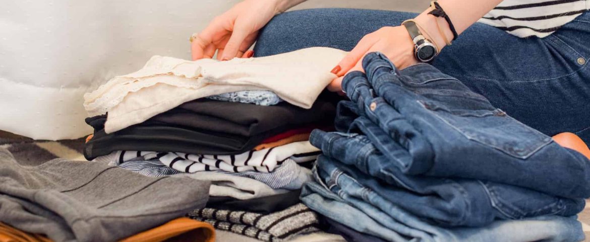 A lady organising her clothes