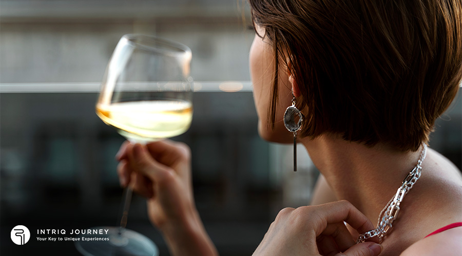 Image of person drinking wine