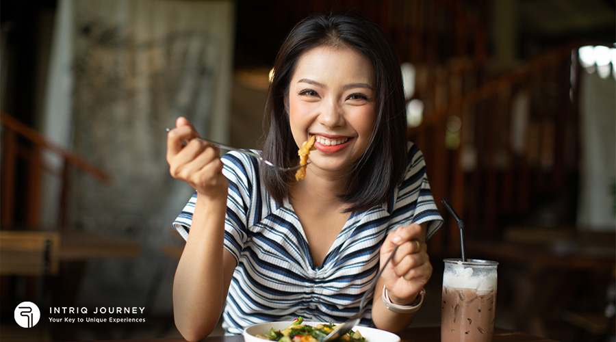 Image of person eating Italian food