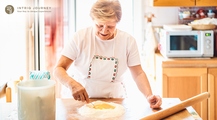 Italian Grandma Cooking in Her Kitchen