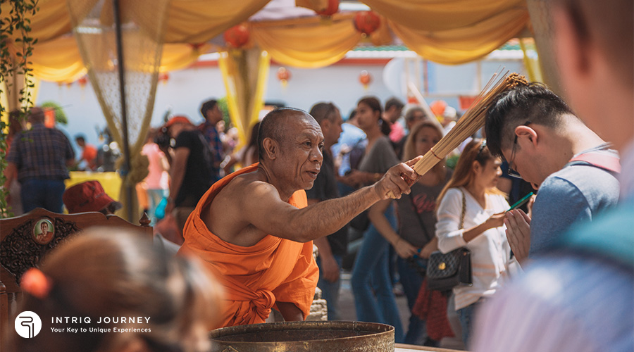 Traditional Monk Blessing in Cambodia