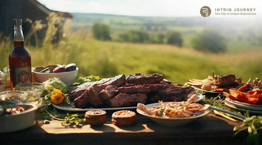 Fresh handmade pasta served with red wine in Tuscany.